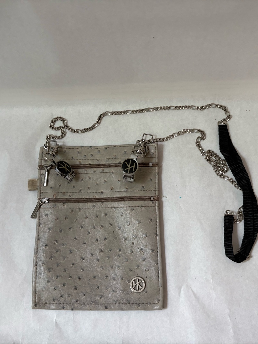 Gray Crossbody Purse with Chain Strap